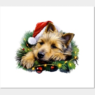 Lazy Australian Terrier Dog at Christmas Posters and Art